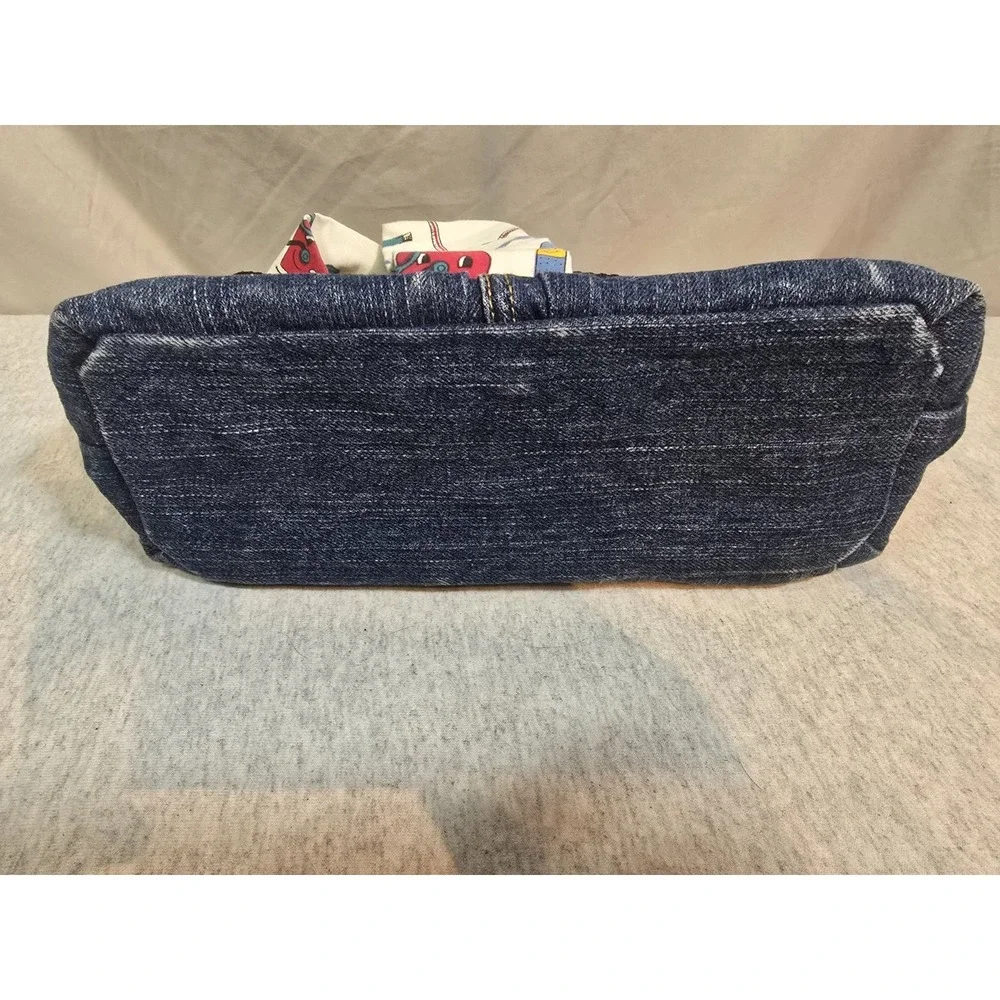 Vintage‎ Handmade Denim Blue Jean Shoulder Handbag Purse w/Pockets nursing
